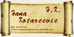Hana Kotarčević vizit kartica